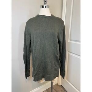 Croft & Barrow Mens L Olive Green Crew Neck Long Sleeve Knit Sweater